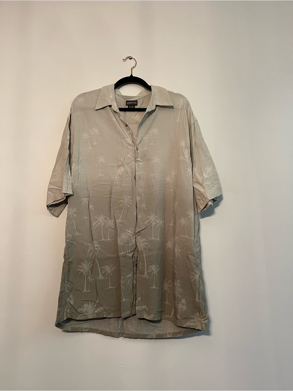 St. John's Bay Light Taupe Palm-Print Short-Sleeve Shirt Jacket